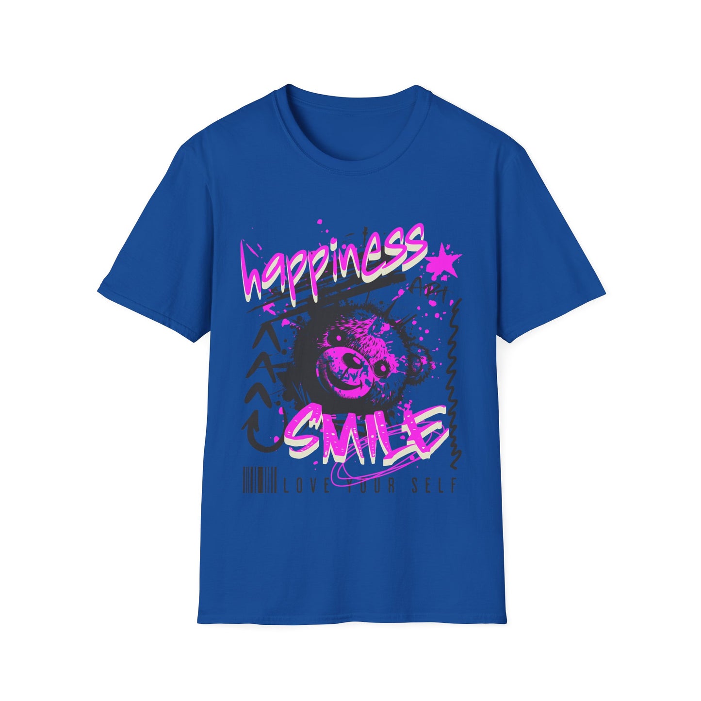 Happiness & Smile Graphic T-Shirt,Softstyle Tee, Positive Vibes Apparel, Self-Love Gift, Motivational Clothing
