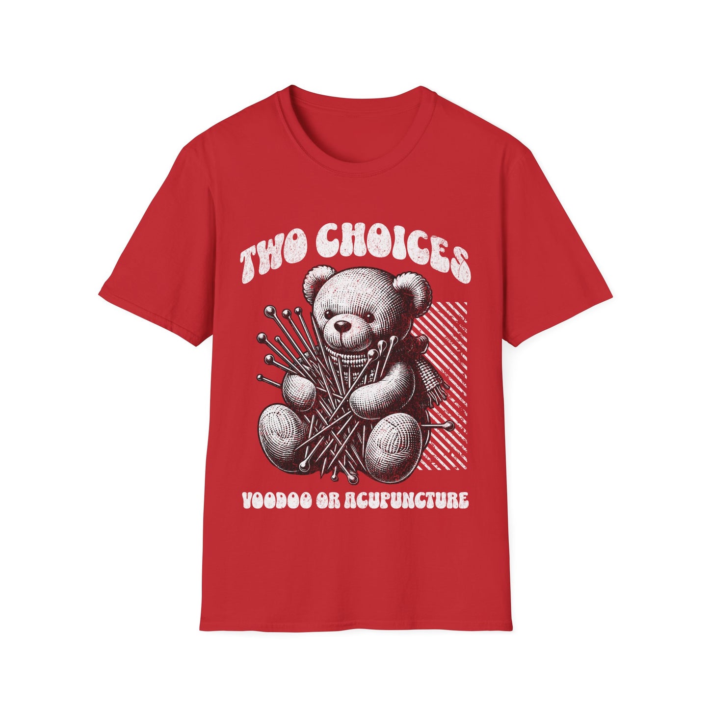 Voodoo or Acupuncture T-Shirt, Fun Bear Graphic Tee, Alternative Gift, Unisex Softstyle Shirt, Casual Wear, Unique Design