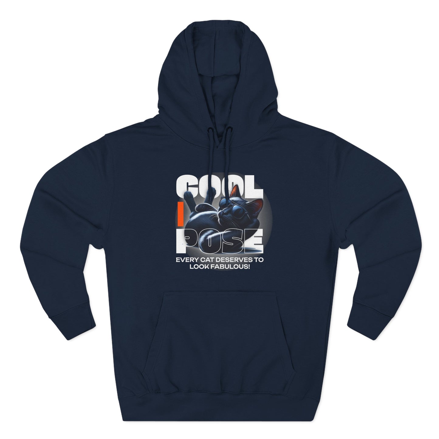 Cool Pose Cat Fleece Hoodie - Every Cat Deserves to Look Fabulous