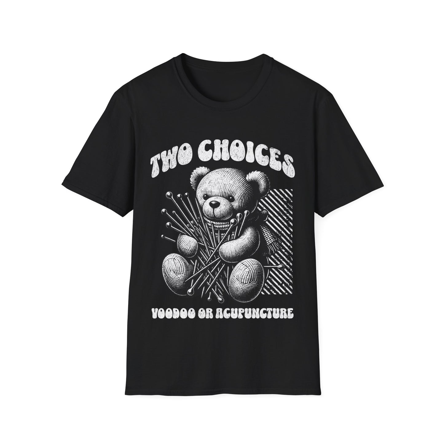 Voodoo or Acupuncture T-Shirt, Fun Bear Graphic Tee, Alternative Gift, Unisex Softstyle Shirt, Casual Wear, Unique Design