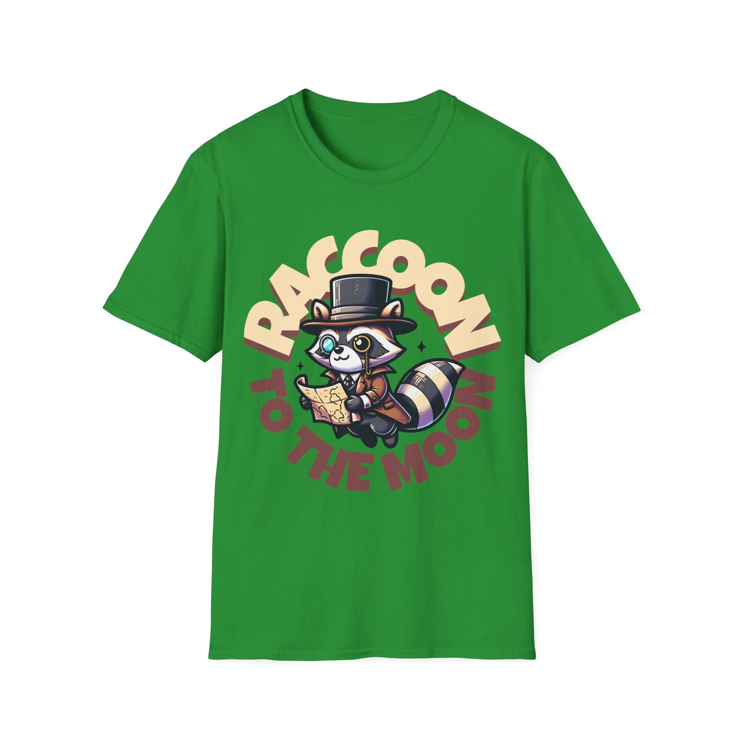 Raccoon to the Moon Unisex T-Shirt, Fun Gift for Animal Lovers, Casual Wear, Cute Graphic Tee, Birthday Present, Eco-Friendly Fashion