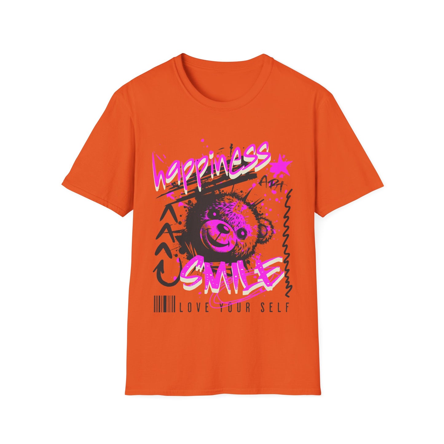 Happiness & Smile Graphic T-Shirt,Softstyle Tee, Positive Vibes Apparel, Self-Love Gift, Motivational Clothing