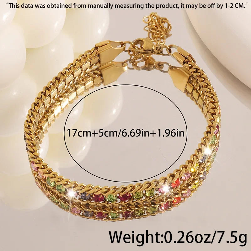 ⨠Minimalist 3-Strand Charm Bracelet ā Embedded Zircon š