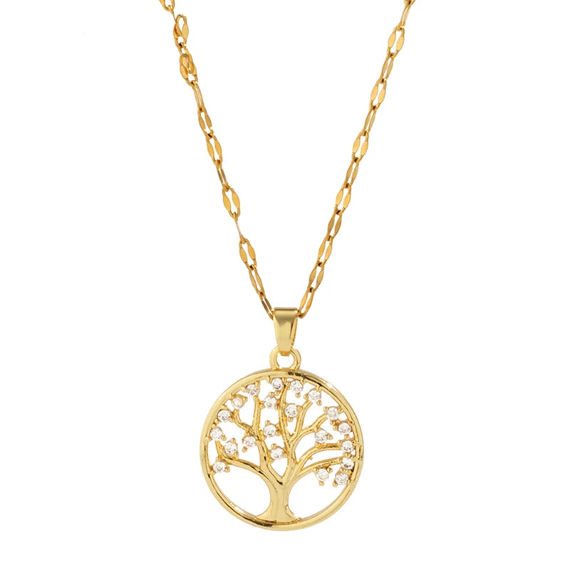 β¨ Temperamental Luxury π³ Rhinestone Tree of Life Pendant Necklace β π Vintage-Inspired Stainless Steel Waterproof Chain π