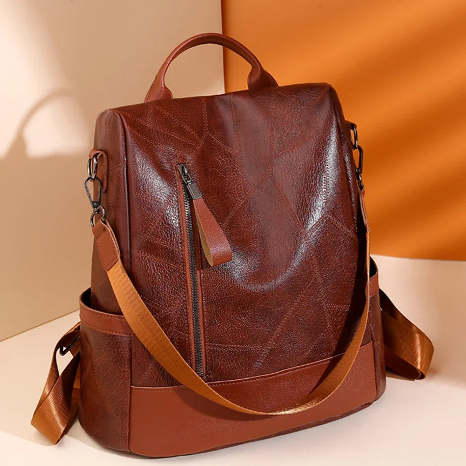 🎒 Vintage Soft Leather College Backpacks – Designer Travel & School Bags for Women ✨