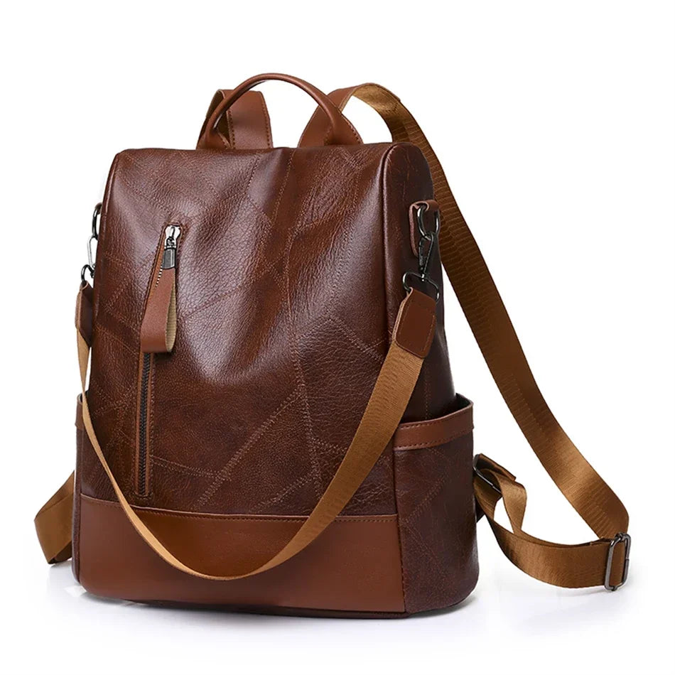 🎒 Vintage Soft Leather College Backpacks – Designer Travel & School Bags for Women ✨