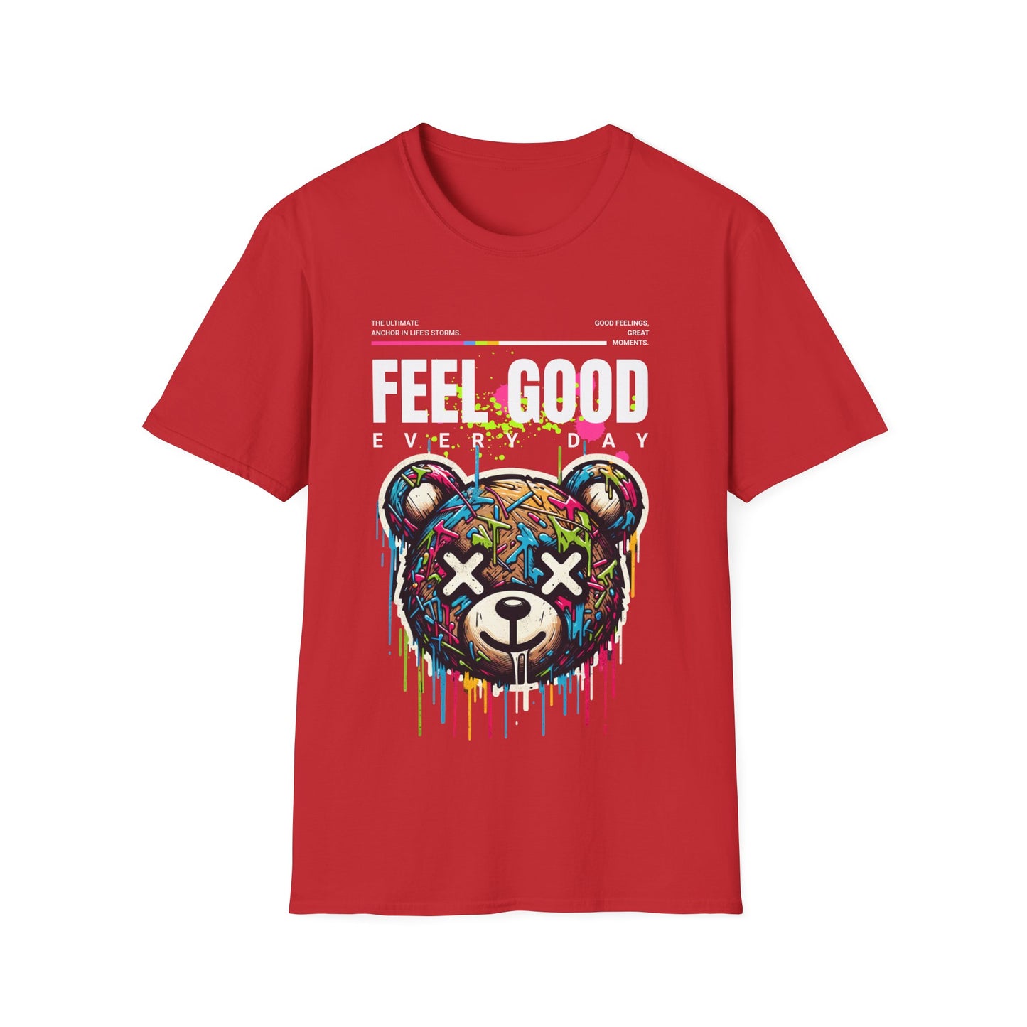 Colorful Bear Graphic Tee - Feel Good Everyday T-Shirt, Streetwear, Gift for Friends, Casual Wear, Art-inspired Fashion