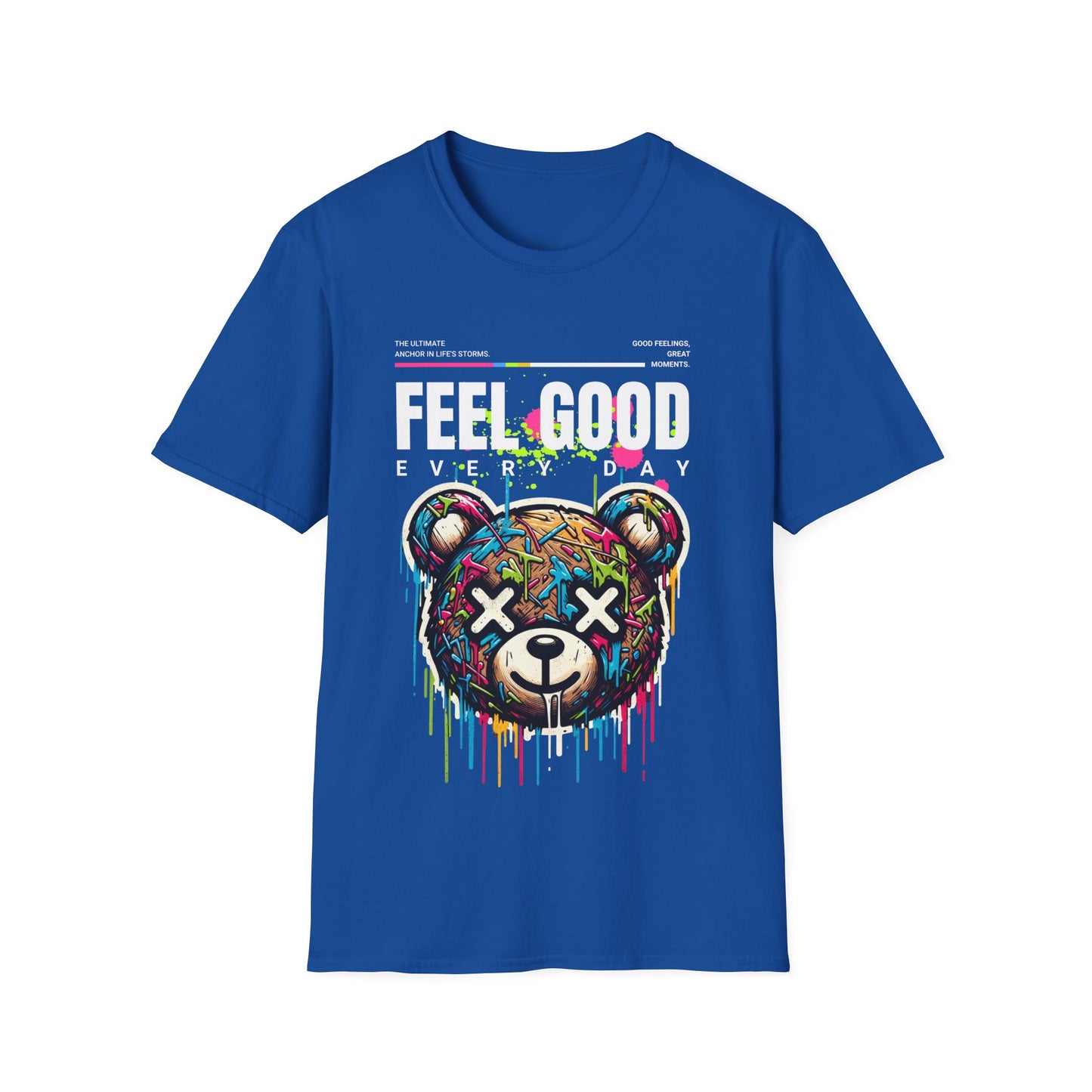 Colorful Bear Graphic Tee - Feel Good Everyday T-Shirt, Streetwear, Gift for Friends, Casual Wear, Art-inspired Fashion