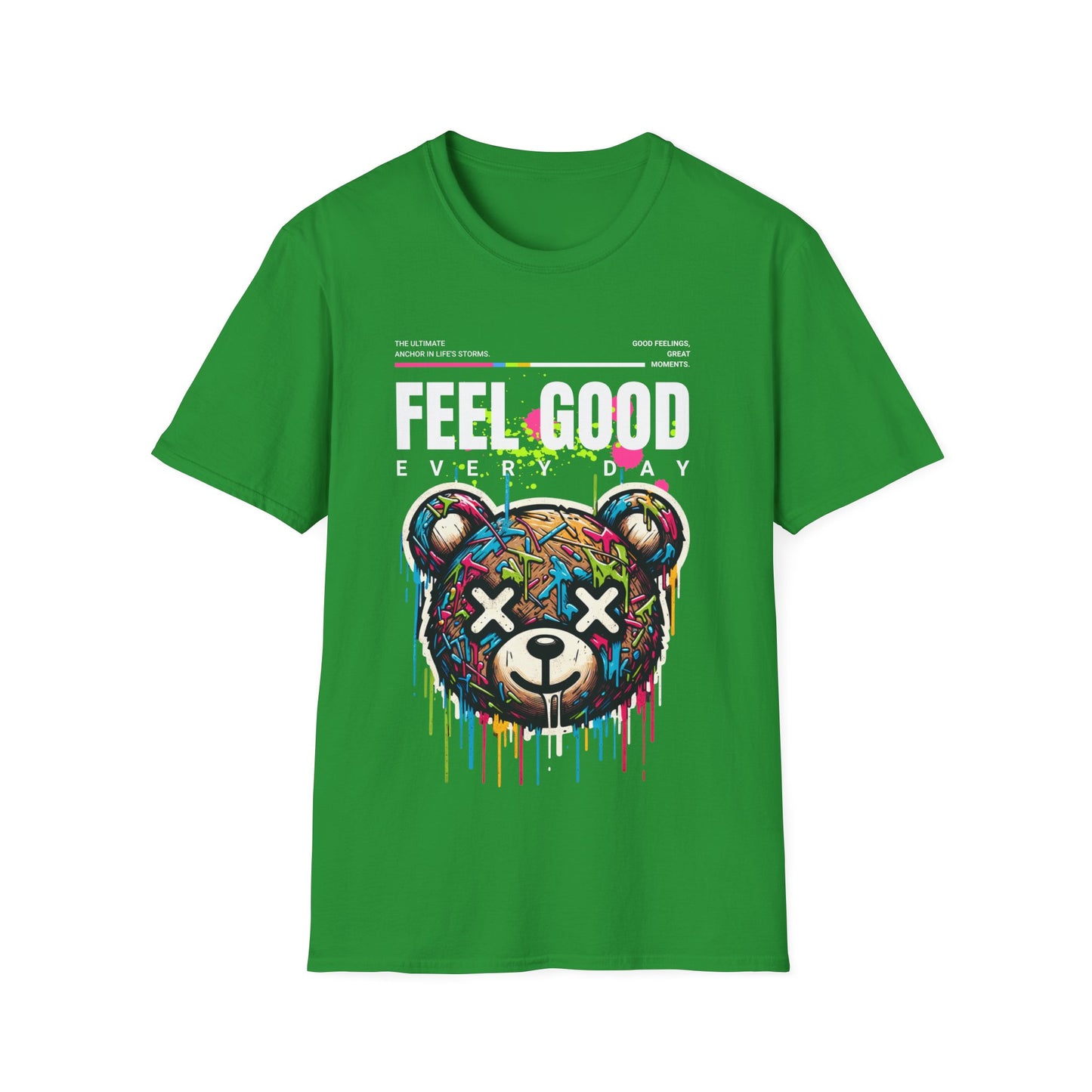 Colorful Bear Graphic Tee - Feel Good Everyday T-Shirt, Streetwear, Gift for Friends, Casual Wear, Art-inspired Fashion