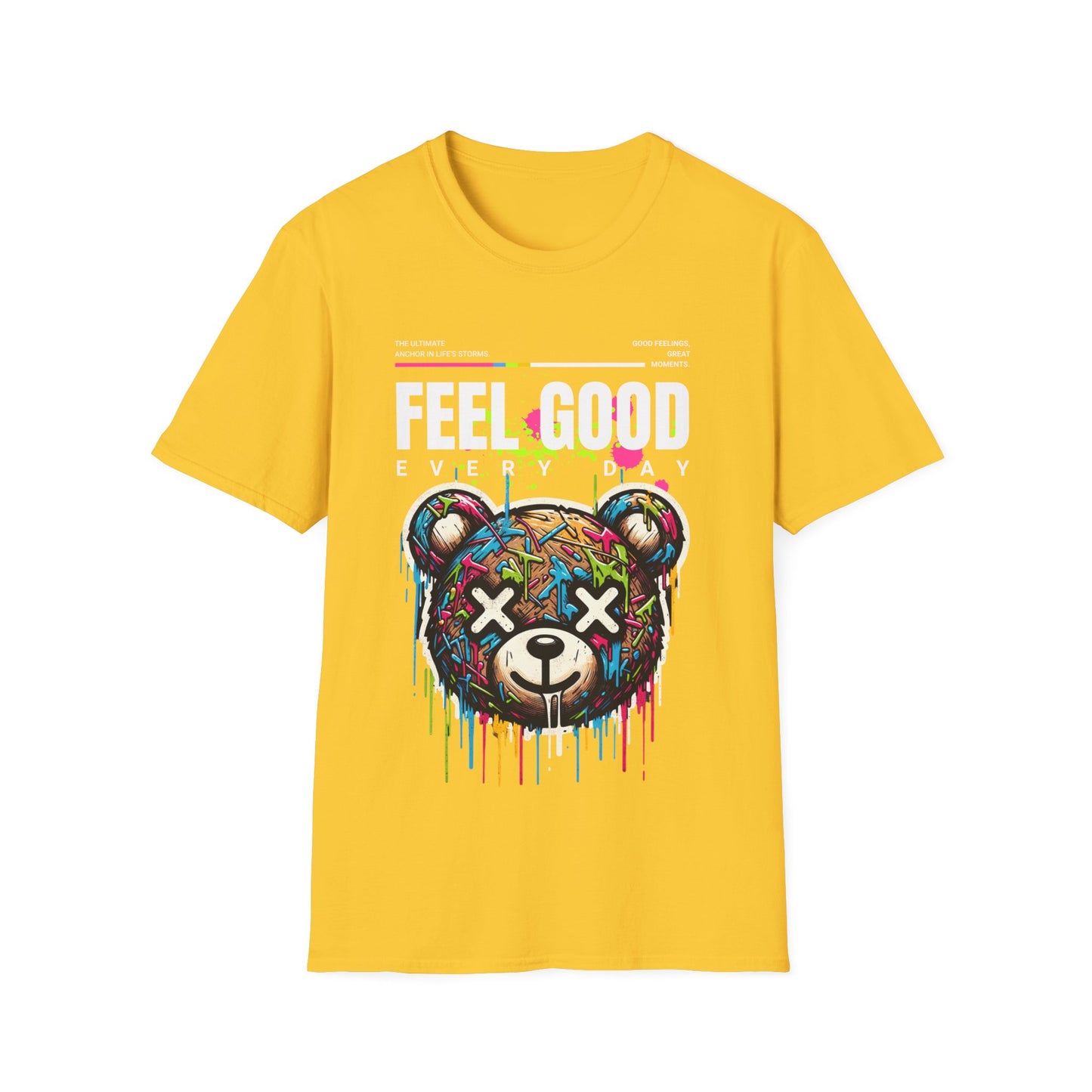 Colorful Bear Graphic Tee - Feel Good Everyday T-Shirt, Streetwear, Gift for Friends, Casual Wear, Art-inspired Fashion