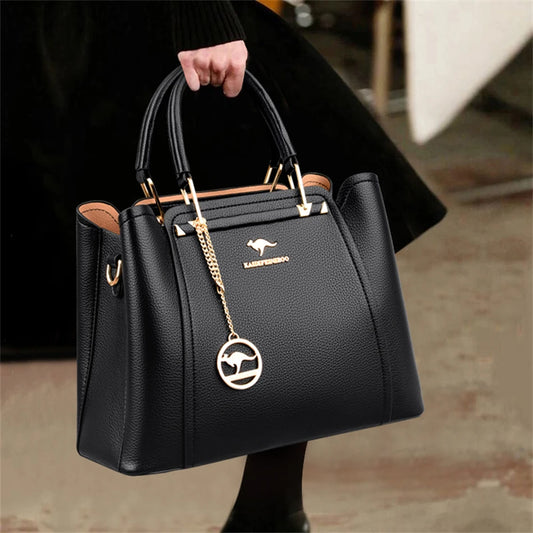 👜 Soft Leather Luxury Tote Handbags – 3-Layer Large-Capacity Shoulder & Crossbody Bags ✨
