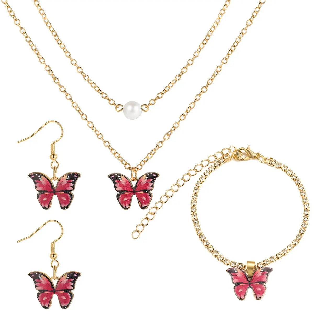 Elegant Butterfly Jewelry Set – 3-Piece Necklace, Earrings & Bracelet for Women 🦋✨