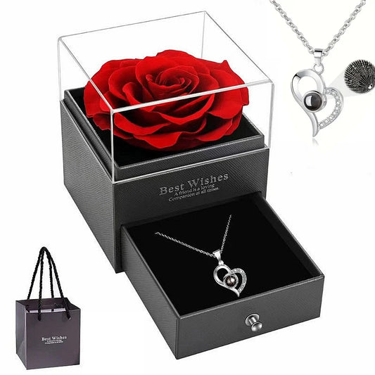 🌹❤️ Heart-Shaped Red Rose Necklace – Perfect Gift for Anniversary, Birthday & More 🎁✨