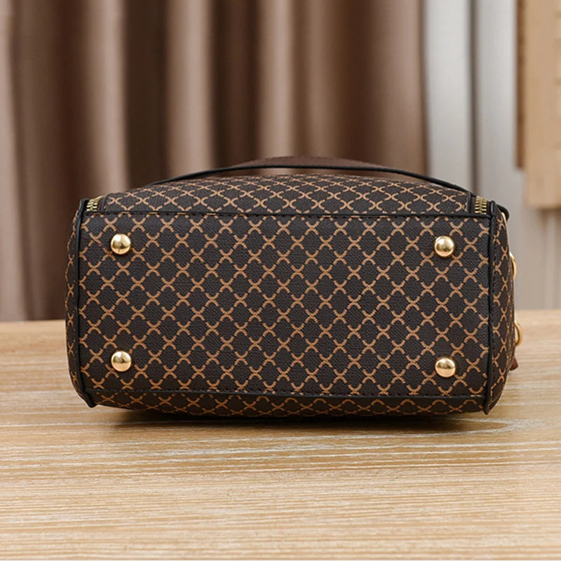 👜 Luxury Bucket Shoulder Bag – Check Print Large-Capacity Crossbody Handbag ✨