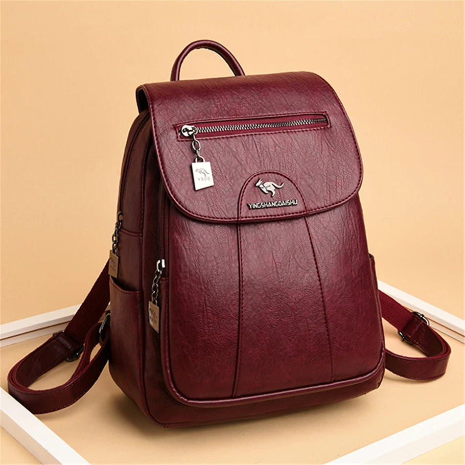🎒 2025 Women's Genuine Leather Backpack – Large-Capacity Travel & School Bag ✨
