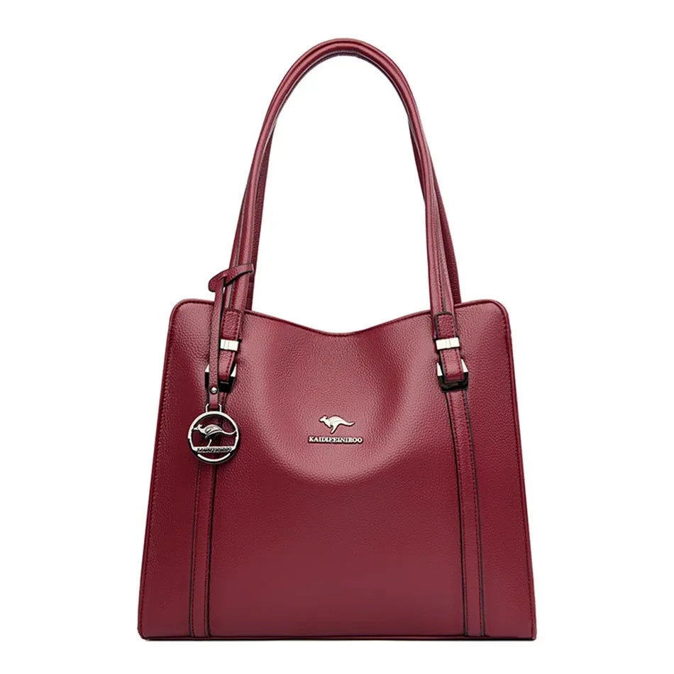 👜 Soft Leather Luxury Tote Handbags – 3-Layer Large-Capacity Shoulder & Crossbody Bags ✨