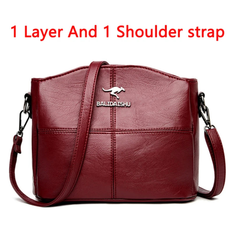 👜 Soft Leather Luxury Tote Handbags – 3-Layer Large-Capacity Shoulder & Crossbody Bags ✨