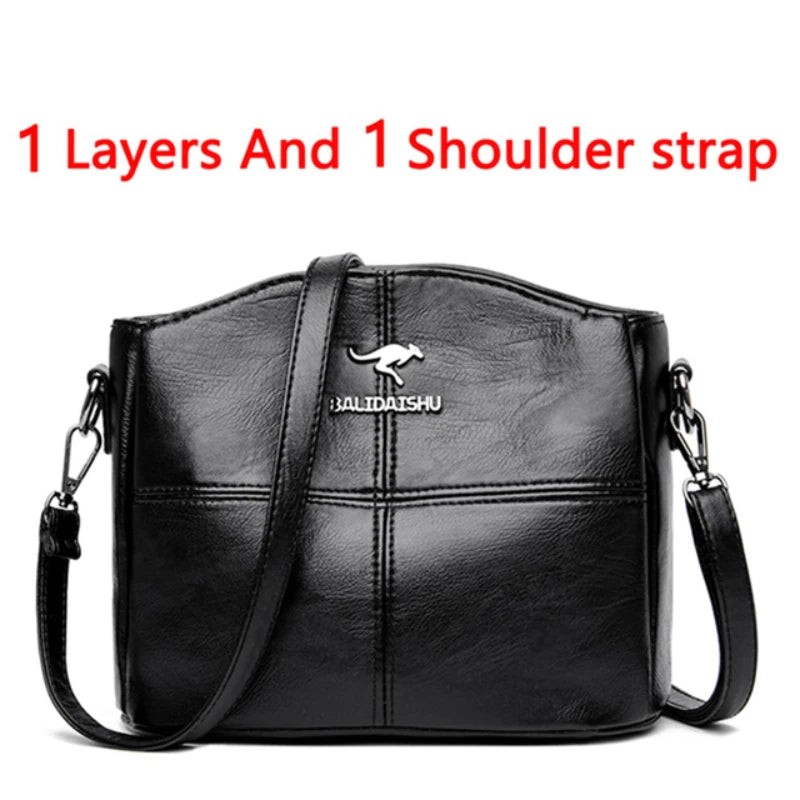 👜 Soft Leather Luxury Tote Handbags – 3-Layer Large-Capacity Shoulder & Crossbody Bags ✨