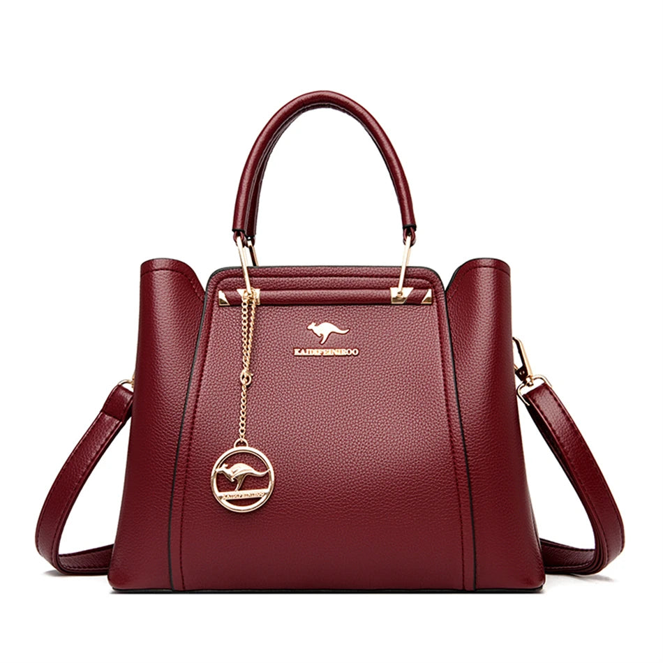 👜 Soft Leather Luxury Tote Handbags – 3-Layer Large-Capacity Shoulder & Crossbody Bags ✨