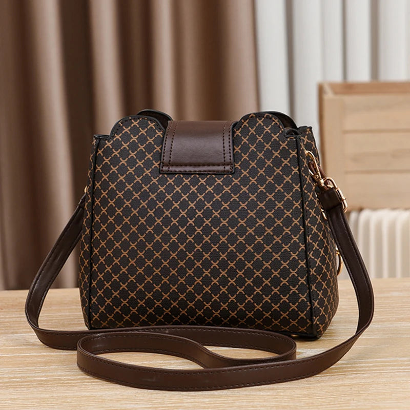 👜 Luxury Bucket Shoulder Bag – Check Print Large-Capacity Crossbody Handbag ✨
