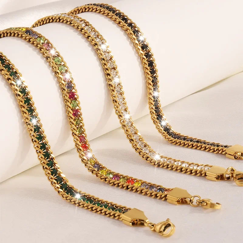✨ Minimalist 3-Strand Charm Bracelet – Embedded Zircon 💎