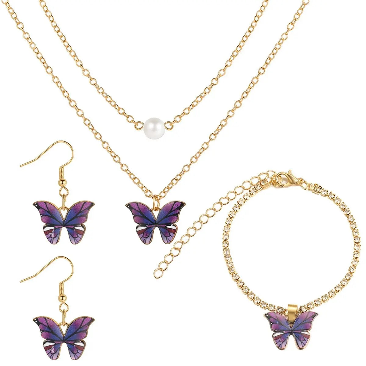 Elegant Butterfly Jewelry Set – 3-Piece Necklace, Earrings & Bracelet for Women 🦋✨