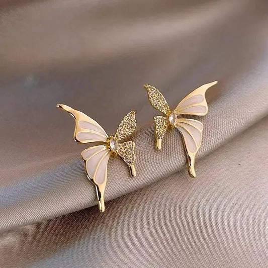 ✨ Elegant Zircon Butterfly Stud Earrings – Autumn & Winter Light Luxury Jewelry 🦋💎
