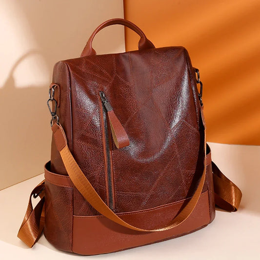 🎒 Vintage Soft Leather College Backpacks – Designer Travel & School Bags for Women ✨