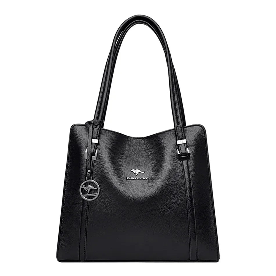 👜 Soft Leather Luxury Tote Handbags – 3-Layer Large-Capacity Shoulder & Crossbody Bags ✨