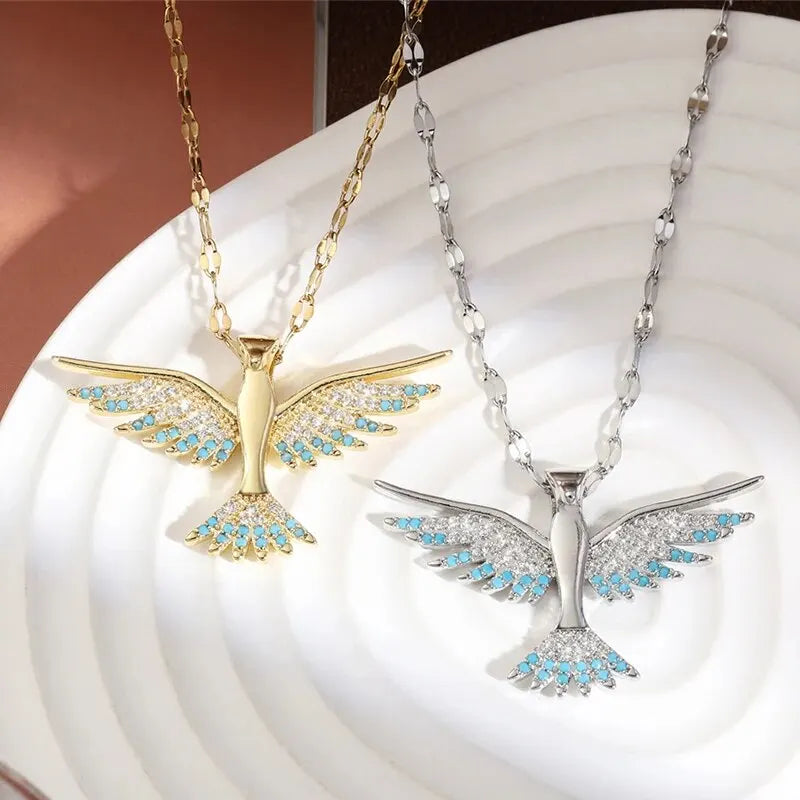 Fiery Elegance – Gold Phoenix Crystal Necklace with Cubic Zirconia 🔥