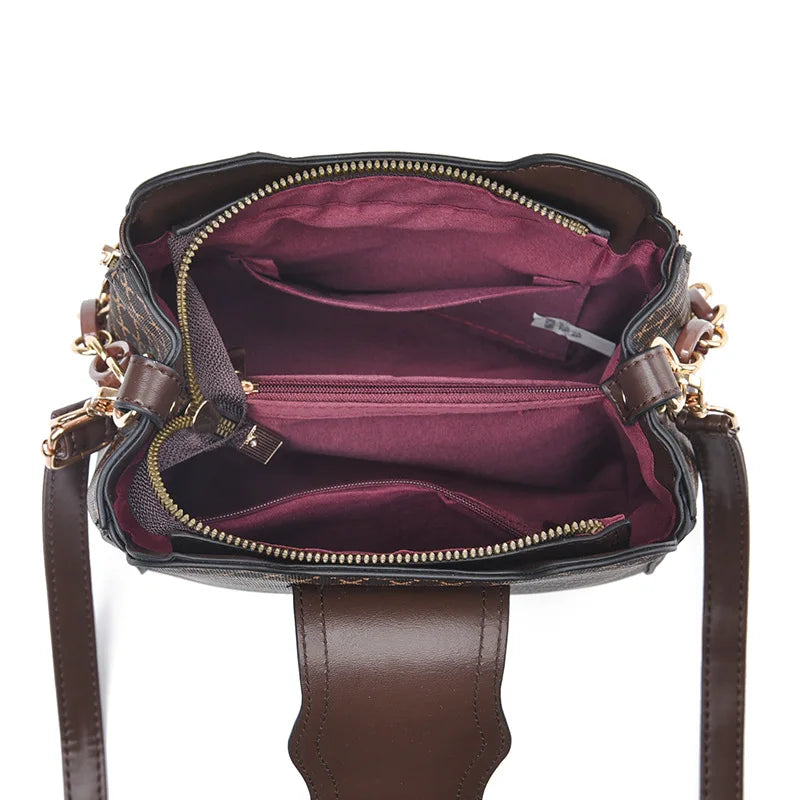 👜 Luxury Bucket Shoulder Bag – Check Print Large-Capacity Crossbody Handbag ✨