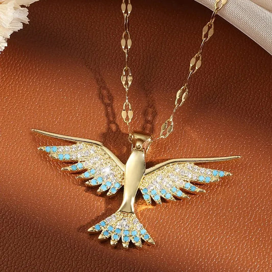 Fiery Elegance – Gold Phoenix Crystal Necklace with Cubic Zirconia 🔥
