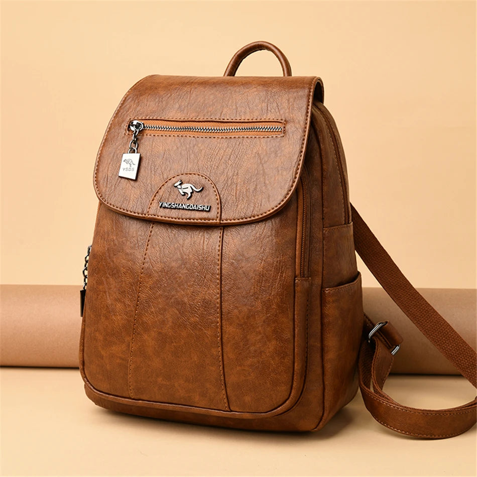 🎒 2025 Women's Genuine Leather Backpack – Large-Capacity Travel & School Bag ✨