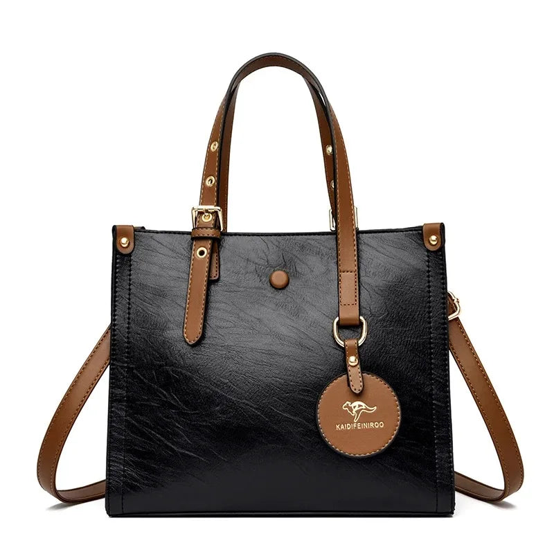 👜 Soft Leather Luxury Tote Handbags – 3-Layer Large-Capacity Shoulder & Crossbody Bags ✨